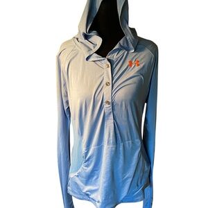 Under Armour Blue Hoodie with Polo Collar and Relaxed Fit